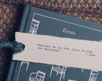 Jane Austen’s Emma bookmark, happiness quote, engagement gift, bookmarks for women, eco friendly gift, sustainable gifts, gift for bookworm