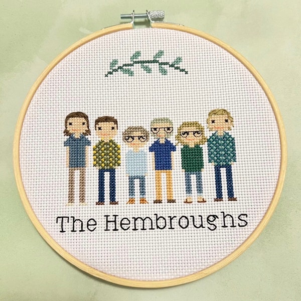 Custom Cross Stitch Family Portrait