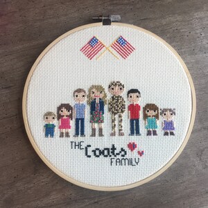 Military Family Custom Cross Stitch Portrait