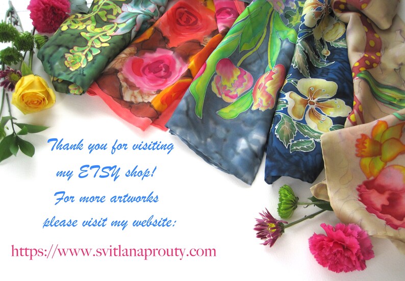Hand painted silk scarf Blue poppy Gifts for women Etsy