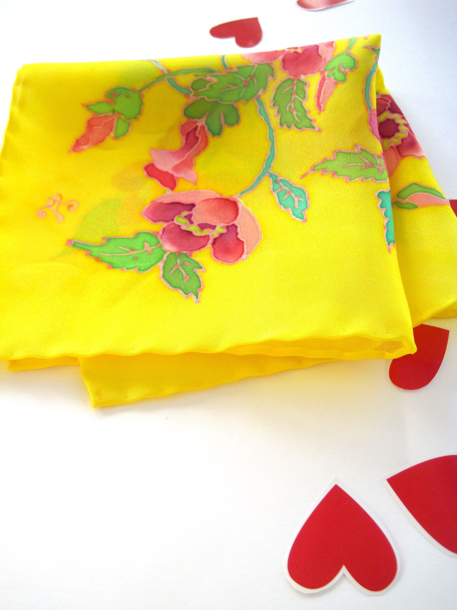 Yellow silk pocket square hand painted Etsy
