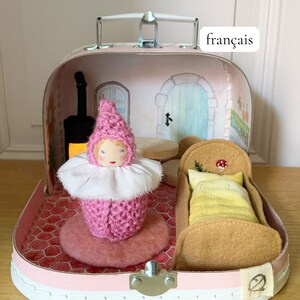 Knitted elf, small and large sizes — illustrated PDF pattern — handmade wool toy, all seasons