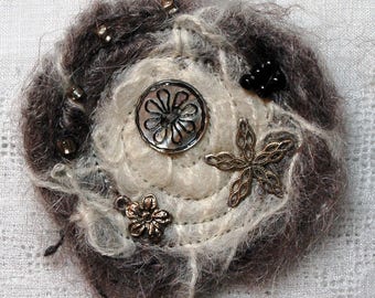 Khaki mohair brooch "travel"