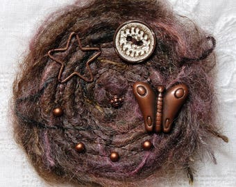 Shades of Brown mohair brooch "Butterfly"