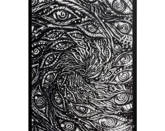 All-Seeing Eye Swirl Poster | Black and White Abstract Surreal Art