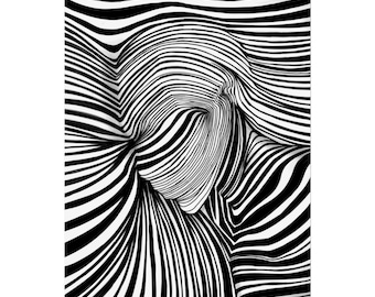 Black and White Optical Illusion Portrait Poster | Rolled Poster
