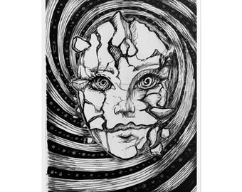 Cracked Spiral Face poster | Rolled Posters