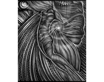 Abstract Spiral Illustration Rolled Poster | Black White Line Art