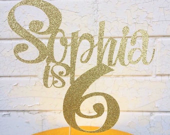 Personalized Glitter Birthday Cake Topper, Custom Name and Age