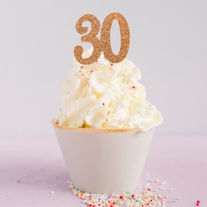 12 Age Cupcake Topper, 18th,30th, 40th, 50th, 60th, 70th, 80th, 90th Birthday, Glitter Cupcake Topper, Personalised Party Decor, Party Picks image 1
