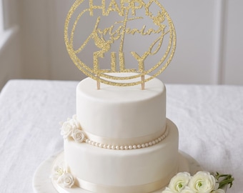 Gepersonaliseerde taarttopper voor doop | Gepersonaliseerde glitterdecoratie voor doop