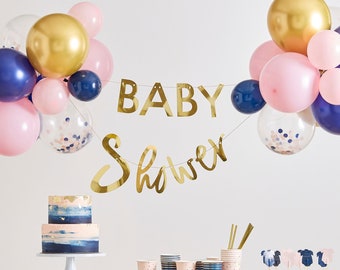 Baby Shower Banner And Balloon Decoration , Gender Reveal Balloon Garland and Bunting, Gender Reveal Decor, Neutral Baby Shower Decor