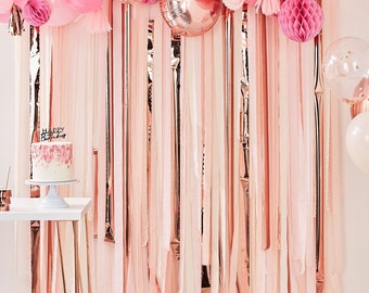 Blush Pink Und Rose Gold Party Streamer Kulisse, Hochzeit Dekoration, Baby Shower Dekoration, Geburtstag Party Kulisse, Henne Party Dekor