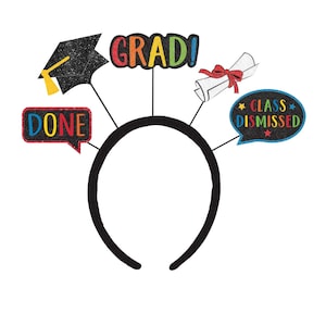 Diademas para graduación, diadema con birrete de graduación, diadema con sombrero de soltero para estudiantes, accesorios para fiestas de disfraces de graduación
