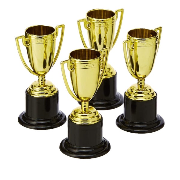 4 Gold Trophy Party Favour Football Party Decorations Party Fillers Mini Trophy Boys Birthday Party Girls Birthday Party Awards Xmas Awards