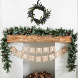 Christmas Foliage Runner Garland 2.7m, Christmas Decorations, Foliage Garlands, Mantelpiece Fireplace Decorations, Rustic Christmas, Wreath