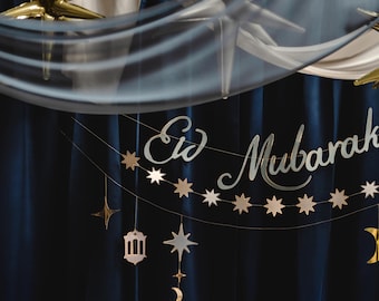 Eid Mubarak Banner | Ramadan and Eid Party Decoration | Islamic Festive Decor | Ramadan Mubarak decor | Eid celebration supplies