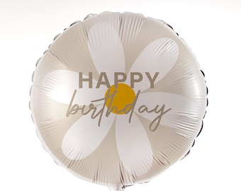 Daisy Happy Birthday Foil Balloon 18", Floral Birthday Party Balloons, Birthday Decorations, Birthday Balloon