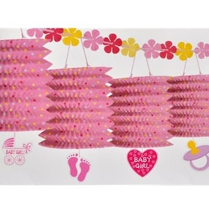 Baby Girl Pink Baby Shower Paper Lantern Garland Decorations, Baby Shower Decorations, Girl Baby Shower Decorations