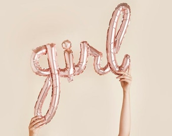 Girl Script Rose Gold  Balloon, Baby Shower Decor, Baby Announcement, Letter Balloon, Gender Reveal Decor, First Birthday, Girl Baby Shower