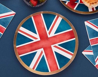 Union Jack Paper Plates, Best of British Plates, British Street Party Decor,Union Jack Themed Party, King Charles Coronation Celebrations