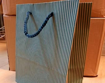 6 Party Bags, Pinstripe Gift Bags with Rope Handle, Kraft Gift Bags, Party Favour Bags, Party Bags, Party Supply, Recycled Bags, Gift Bags