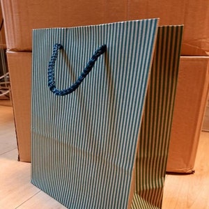 6 Party Bags, Pinstripe Gift Bags with Rope Handle, Kraft Gift Bags, Party Favour Bags, Party Bags, Party Supply, Recycled Bags, Gift Bags