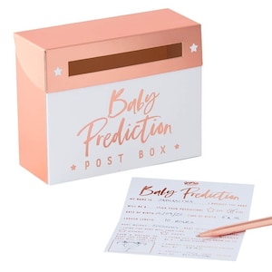 Babyshower Voorspelling Doosspel, Babyshowerspel, Baby Voorspellingsspel, Rose gouden babyshower, Babyshower, Gender Reveal Party