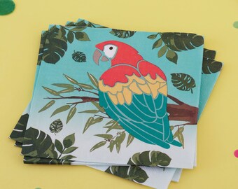 Island Life Party Safari Party 16 Parrot Paper Napkins Summer Party Birthday Party Napkins Party Tableware Party Napkins Jungle Party