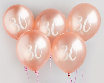 5 Rose Gold 30th Birthday Balloon, 30th Rose Gold Birthday Balloons, Balloon Decorations, Birthday Party Decorations, Rose Gold Birthday