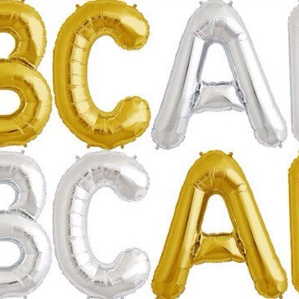 Foil Giant 32"(81 cm) Gold or Silver Letter Balloons, Party Decoration, Balloon Decorations, Gold Letter Balloons, Letter Balloons