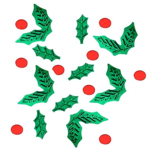 Christmas Holly Shaped Confetti, Christmas Confetti, Christmas Decor, Festive Decorations, Christmas Table Decorations, Christmas Crafting