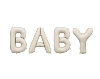 Beige Baby Foil Balloon Banner, Neutral Baby Shower Decoration, Cream Balloon Letters for Baby Shower or Newborn Party