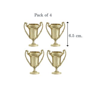 Mini Gold Trophy Set | 4 Small Gold Trophies | Party Favors, Game Prizes, Sports Awards, Winner Cup Decorations