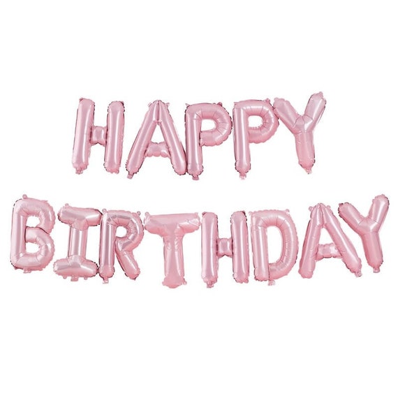 Pastel Pink Happy Birthday Balloon Bunting Balloon Bunting Birthday Party Decorations 1st Birthday Party Pastel Party Decoration Etsy