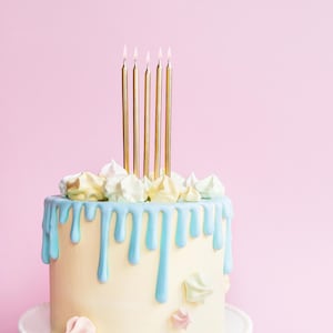 12 Gold Tall Candles, Birthday Candles, Gold Birthday Cake Candles, Anniversary Party, Gold Wedding, Birthday Cake Decorations