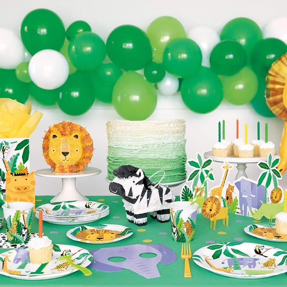 Assiettes de fête Safari animaux de la jungle, décorations de fête  d'animaux, fournitures de fête d'anniversaire sur le thème de la jungle,  assiettes de fête d'anniversaire pour animaux de fête 