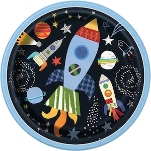 8 piatti per feste a tema spazio, festa degli astronauti, piatti per feste di compleanno a tema spazio, festa di compleanno per ragazzi, festa spaziale, piatti per feste a tema razzo