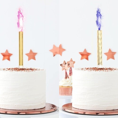 3 Blue or Pink Sparkling Candles Gender Reveal Cake Etsy UK