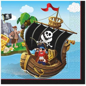 Tovaglioli di carta "Island Pirates" - Confezione da 20 / Stoviglie per feste a tema pirata per bambini, decorazioni a tema pirata