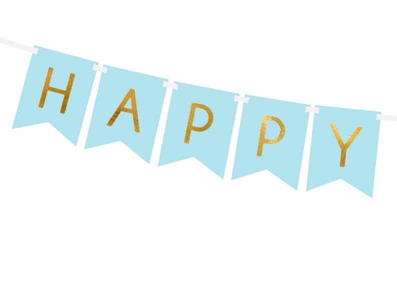 Boys Birthday Party Happy Birthday Bunting Blue /& Gold Decoration Birthday Decorations Birthday Backdrop Blue Happy Birthday Garland