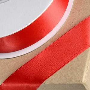 Red Satin Ribbon Double Sided | Craft Ribbon Roll | Wedding Cake Decor | Card Making | Favour Ribbon | Gift Wrapping