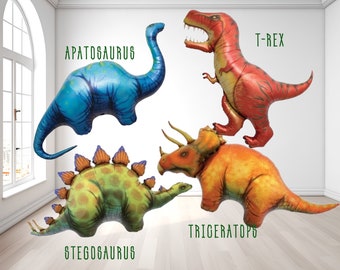 3D Dinosaurier-Folienballons Für Kindergeburtstag – T-Rex & Raptor, Helium-tauglich, UK, Bunt
