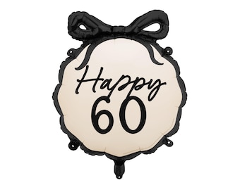 Elegant 60th Birthday Foil Balloon: Cream & Black Party Decor