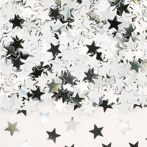 Confete estrela de prata, decorações de casamento de prata, confete de mesa de aniversário, decorações de festa, decorações de prata, bodas de prata