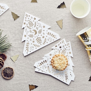 Christmas Tree Shaped Gold Foil Paper Napkins Christmas Party Napkins Xmas Table Christmas Dinner Festive Tableware Christmas Decorations