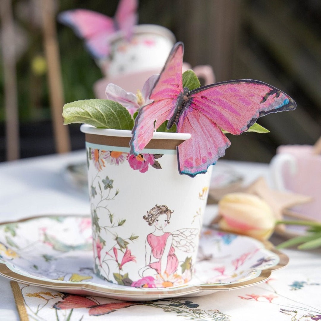 12 Truly Fairy Paper Cups With Butterfly Detail, Fairy Party Tableware ...