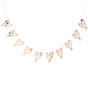 Rose Gold Heart Garland, Rose Gold Hen Party Bunting, Rose Gold Wedding Garland, Hen Party Decorations, Baby Shower Bunting, Birthday Decor