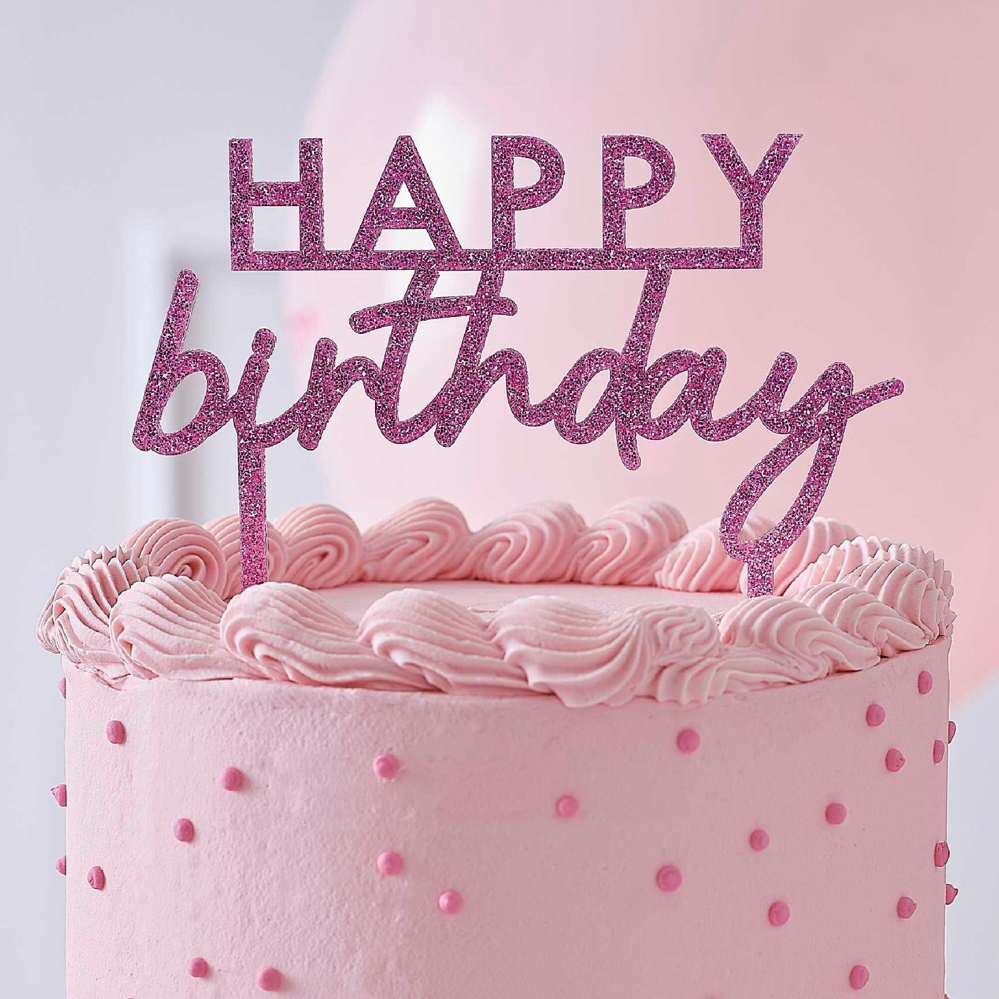 Losaria Happy Birthday Cake Topper, Rosa Krone Aus Acryl Mit Glitzer, Ca. 11-12 Cm, Für Mädchengeburtstag