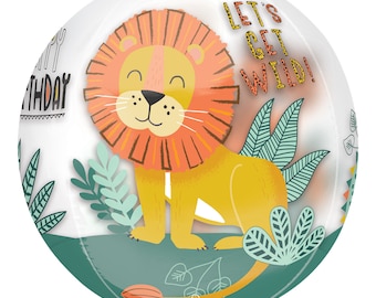 Safari Lion Orbz Balloon, Jungle Birthday Party Decor (15 inch)